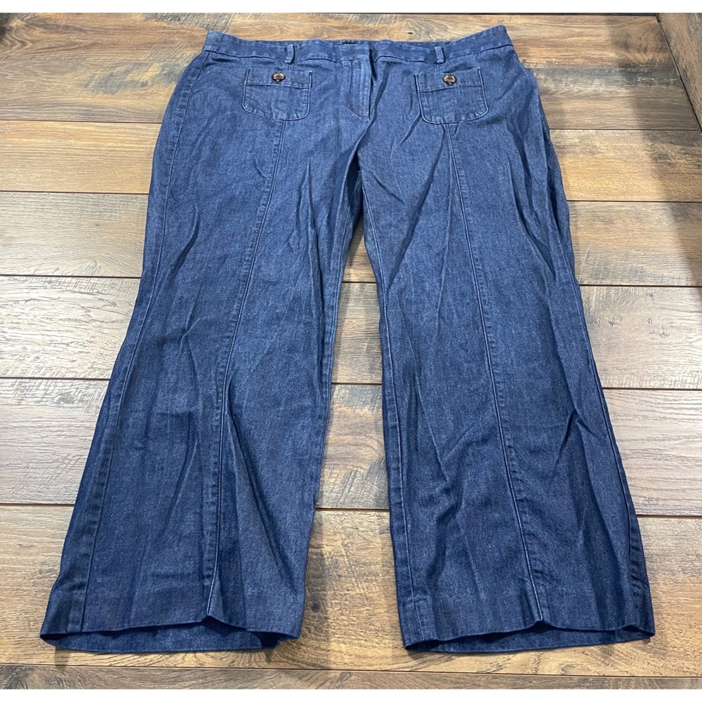 Talbots Wide Leg Denim Pants 20WP Indigo Lyocell Cotton Baggy Petite High Rise